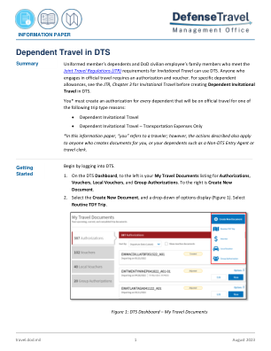 DTS 中的家属旅行
